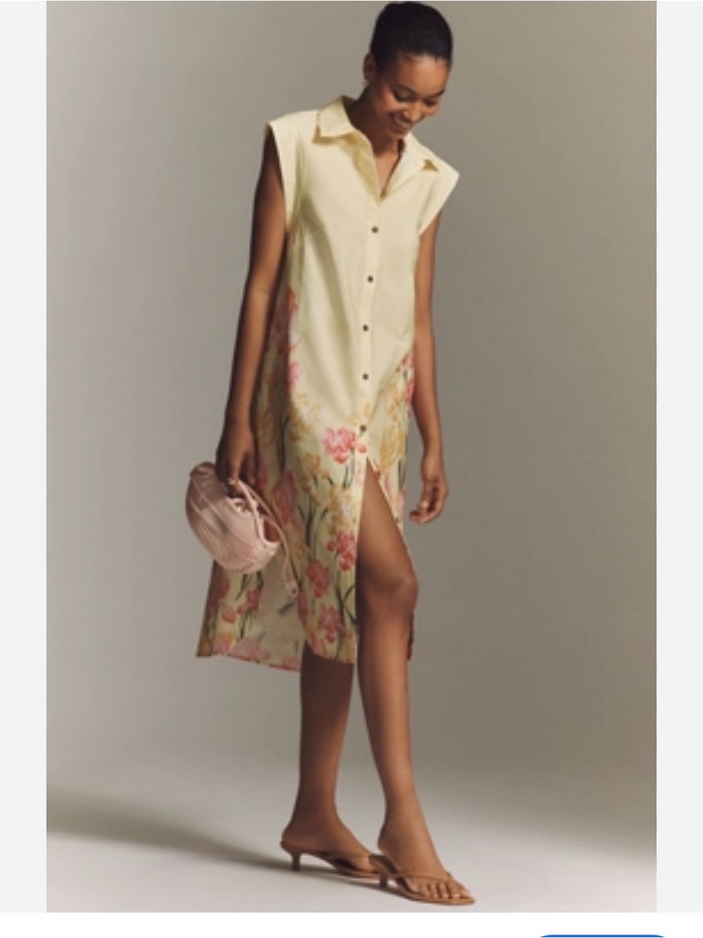 Maeve white Floral Button-Front Cotton Shirt Dress